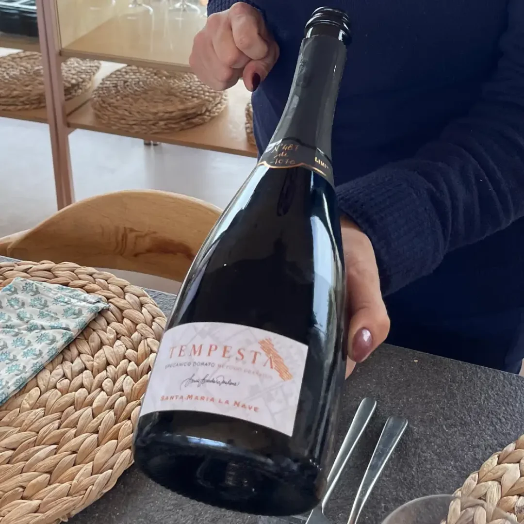 Limited edition Etna wine bottle during private tasting