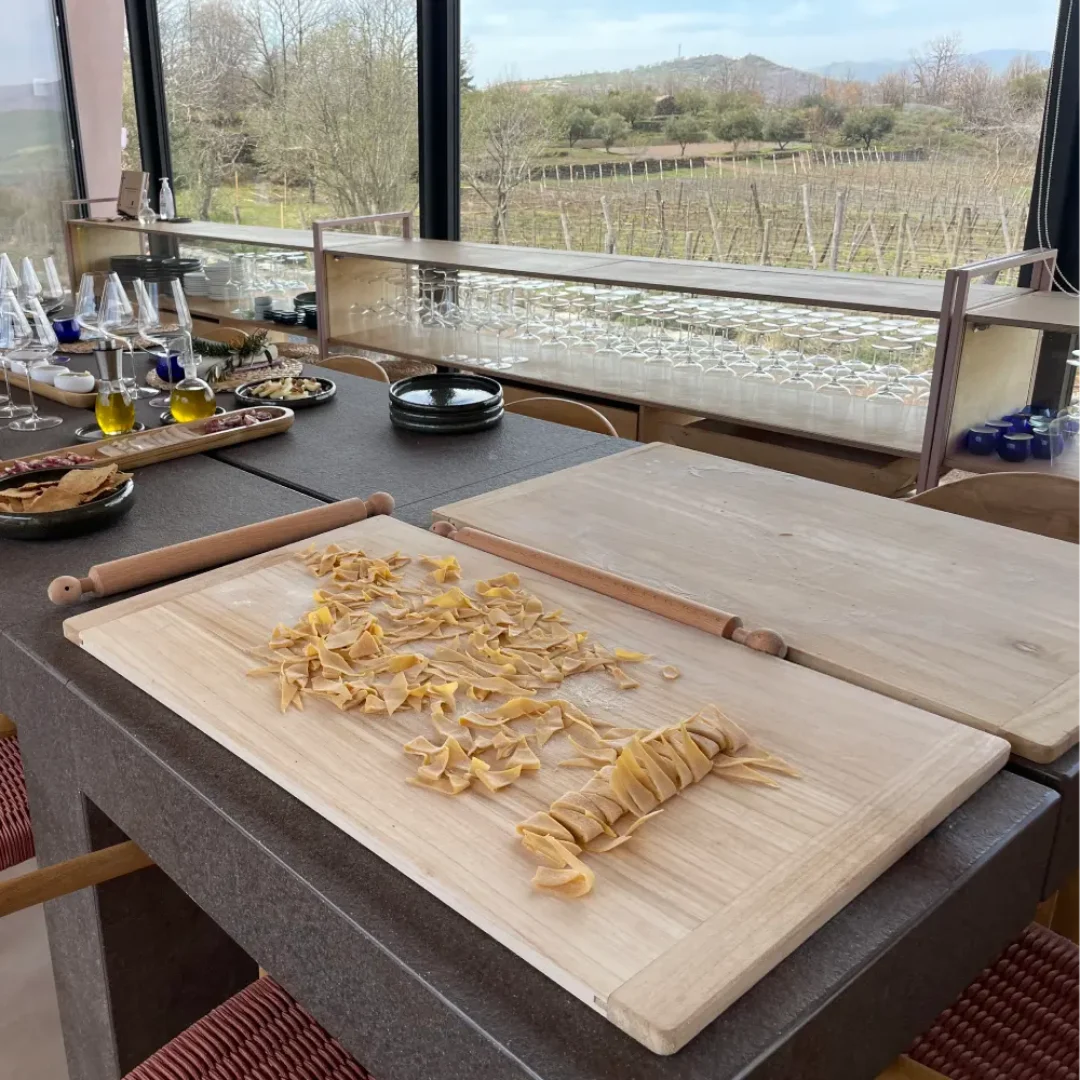 Handmade pasta preparation during private Sicilian cooking class
